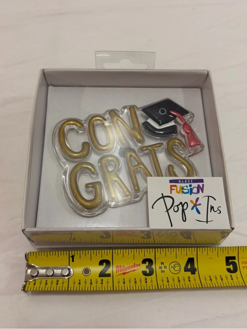 NIB Demdaco Glass Fusion Pop-Ins Gold Congrats with Black Cap